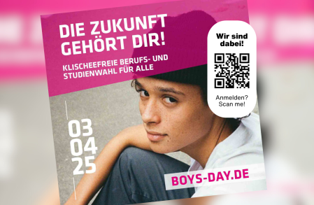 Titelbild zum Boys' Day mit QR Code