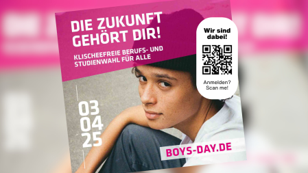 Titelbild zum Boys' Day mit QR Code